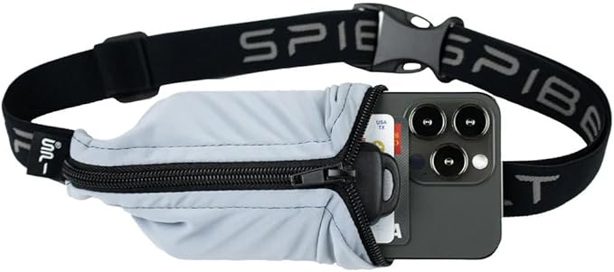 SPIbelt Running Belt Original for Women Men, Phone Holder for Running, Running Fanny Pack, Running Waist Pack, Adjustable, [Fits All Phones]. Made from Recycled Materials. Seafoam with Black Zipper