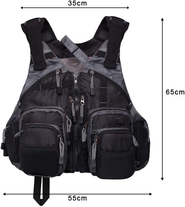 Waxaya Lightweight Fly Fishing Vest with Multi Pockets Adjustable Size Mesh Fishing Backpack for Men and Women