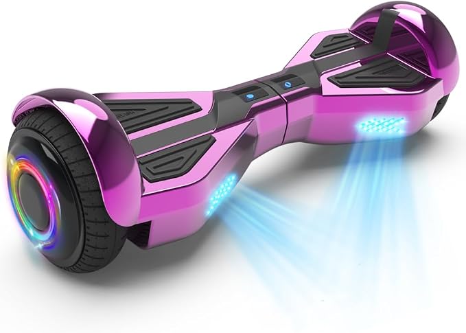 Starship Hoverboard with Bluetooth Speaker, Chrome Color Self Balancing Scooters with Science Fiction Design and 6.5 inch LED Wheels (Chrome Pink)