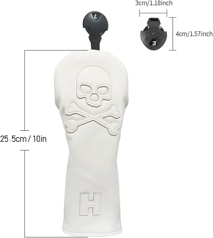 Scott Edward Skull Golf Woods Headcovers Covers for Driver Fairway 1 3 5 H Clubs Set Heads PU Leather Unisex Black Brown