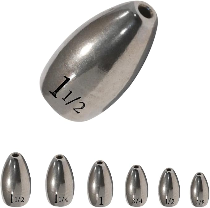 Reaction Tackle Tungsten Flipping Weights for Bass Fishing - Sinkers for Punching Heavy Cover - Fresh & Saltwater - Texas/Carolina Rigs - Size Stamped