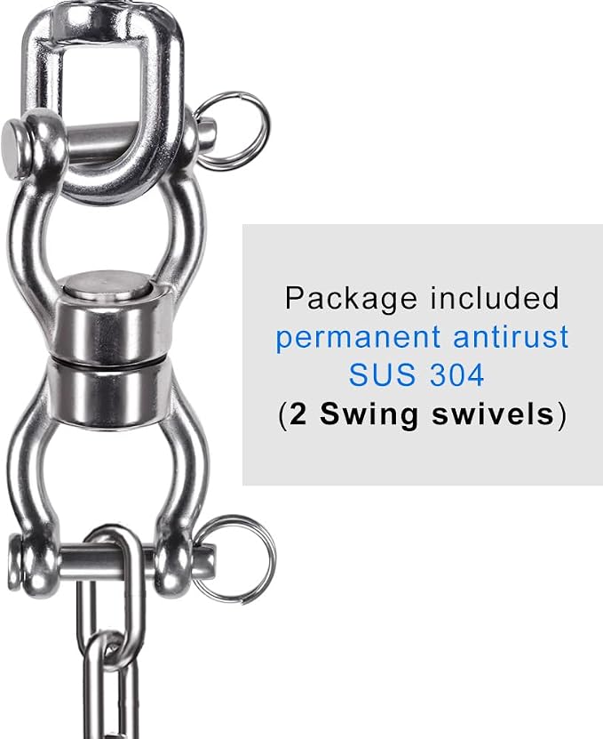 SELEWARE Silent Bearing Swing Swivel, 360° Rotational Device Hanging Accessory with Removeable Buckle for Tree Swing, Hammock Chair, Climbing Rope, Yoga, Kids Swing Swivel 1202LB Capacity