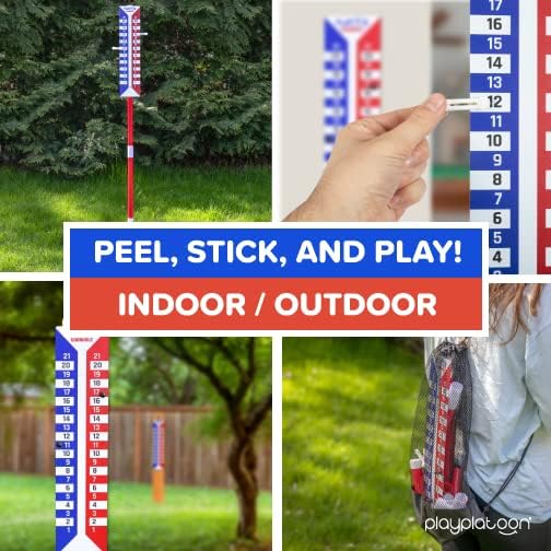 Play Platoon Cornhole Scoreboard Vertical Score Keeper Board & Accessories 4 Magnets, 4 Clothes Pin, PVC Tower Stand & Carry Bag Holder for Professional Corn Hole Bag Tournament