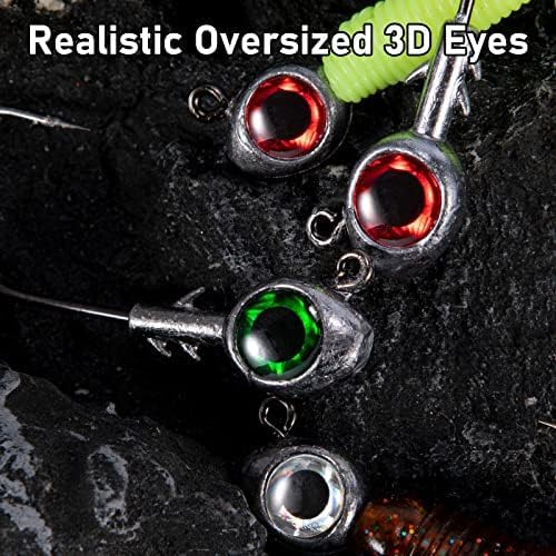 Dr.Fish 10 Pack Fishing Eyes Jigs 3D Eyes Trout Heads Bass Hook Saltwater Swimbait Jig Heads Freshwater Walleye Redfish Striper 1/2oz 3/8oz 1/4oz 3/16oz