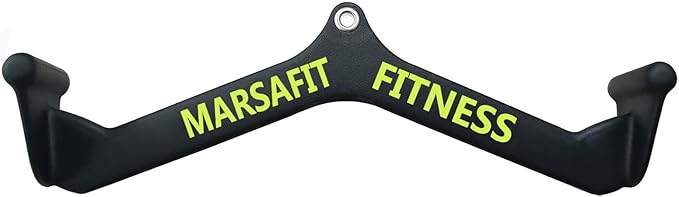 MARSAFIT Home Gym Fitness Rowing T-bar V-bar Pulley Cable Machine Attachment, Bicep Curl Tricep LAT pulldown Bar Back Strength Training Handle Grips LAT Pull Down Bar for Seat Row Workout