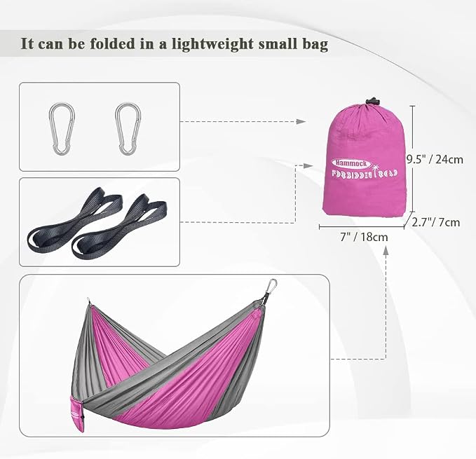 Forbidden Road Camping Hammock 400lbs Capacity Portable Hammock for Outside, Backyard, Travel, Backpacking, Beach