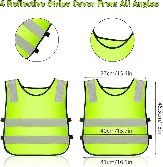 30 Pcs Hi Vis Vests for Kids Children High Visibility Vest Bulk Reflective Safety High Vis Vest Neon Yellow Traffic Safety Jacket for Students Running Cycling Skiing