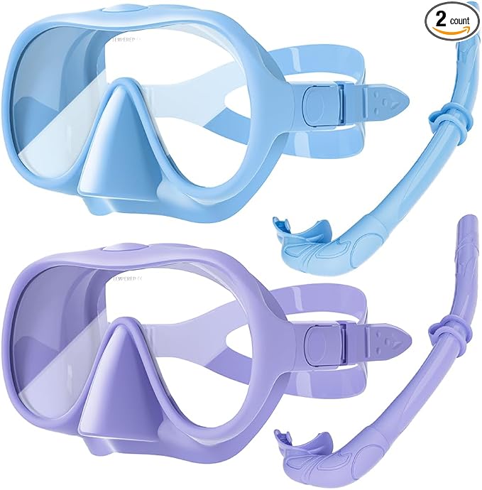 2 Sets Snorkeling Gear for Adults, Snorkel Set Adult Panoramic View, Anti-Leak Anti-Fog Scuba Diving Mask with Mesh Bag, for Portable Professional Diving Snorkeling Set