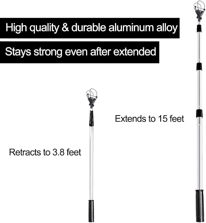 HOW TRUE Golf Ball Retriever, 12ft 15ft 18ft Aluminum Alloy Golf Ball Retriever Telescopic for Water Golf Ball Picker Grabber Golf Accessories Golf Gift