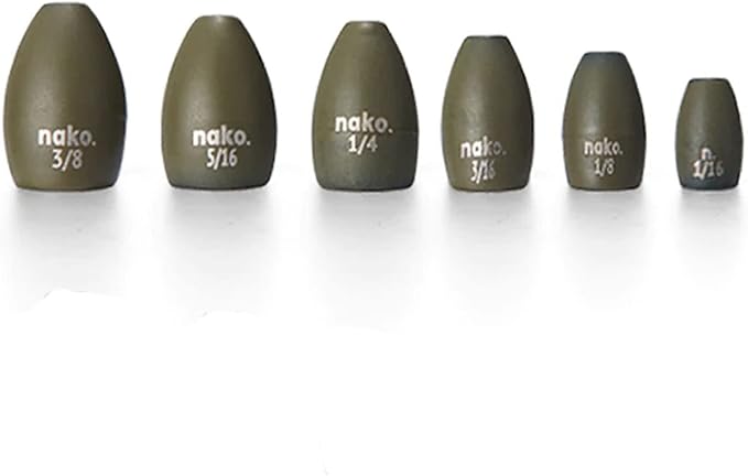 97% Pure Tungsten Flipping Weights - 10 Pack / 5 Pack - Nako Tungsten Weights - Fishing Sinkers for Bass Fishing