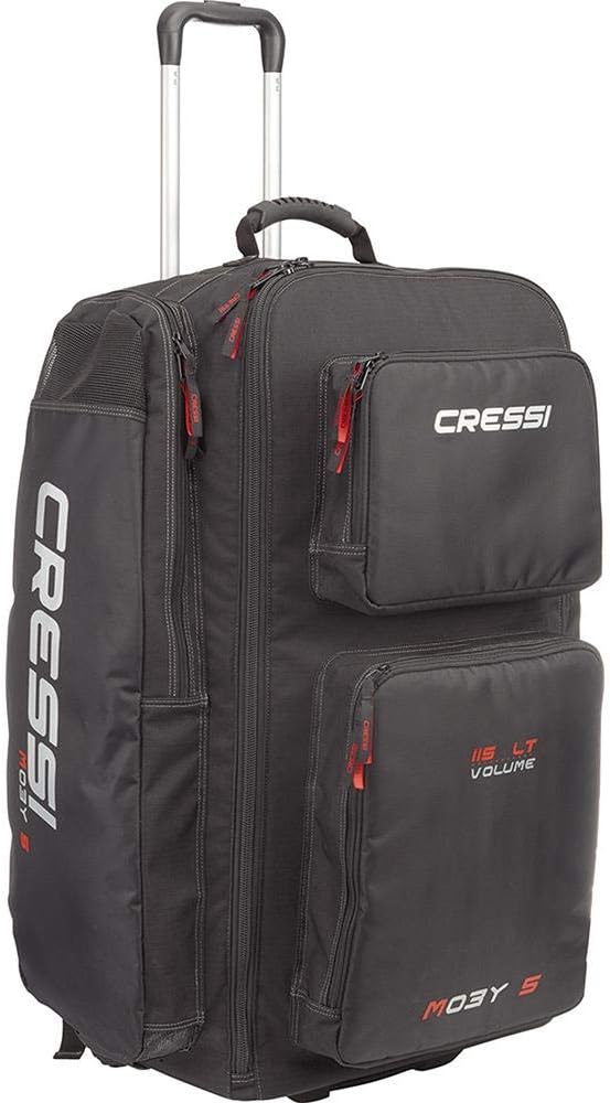 Cressi Strong Capacity Roller Luggage Bag with Backpack Straps - Moby 5 designed in Italy