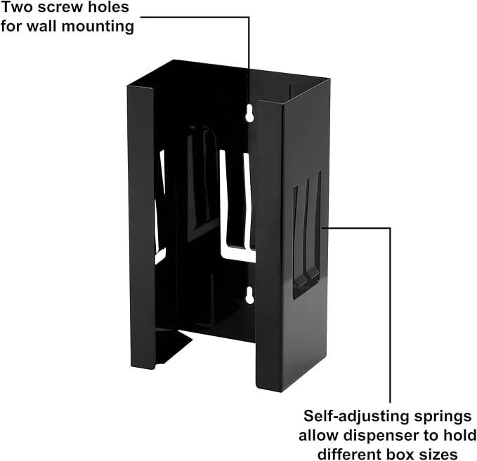 CASOMAN Magnetic Glove Dispenser - 8LBS Capacity, Wall Mount Magnet, Black Dispenser Box