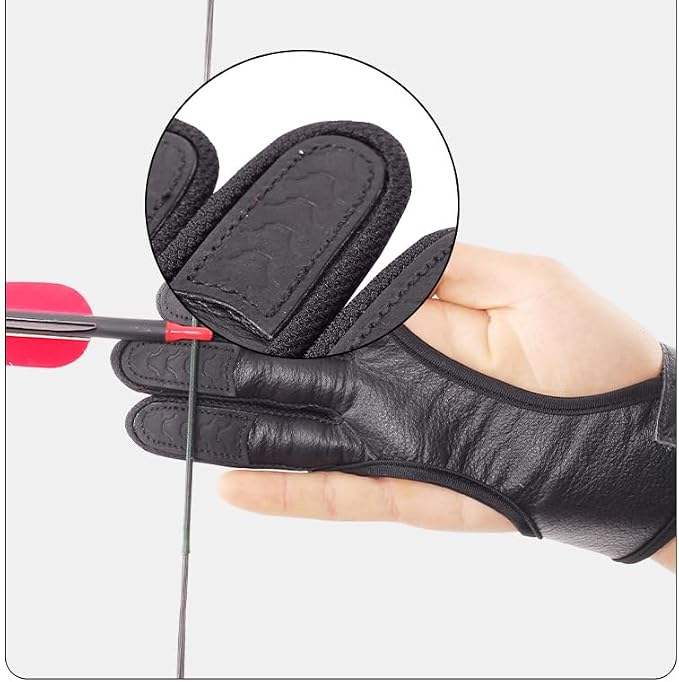 2pcs Archery Gloves Shooting Hunting Leather Three Finger Tab Protector Three Finger Guard for Recurve Bow Compo ﻿