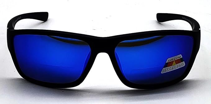 Polarized Bifocal Sunglasses Reading Glasses for Men Women Sports Wrap Silver Mirror Black Fishing Driving