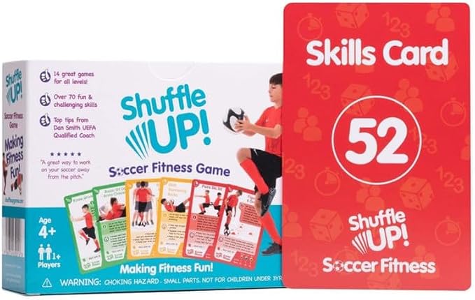 Shuffle Up Soccer Card Games - 70+ Skills Cards, Soccer Gifts for Boys and Girls 7-12 Years Old, Teen and Kids Indoor Training Equipment, Outdoor Backyard Game, Practice Toys, Stamina and Strength