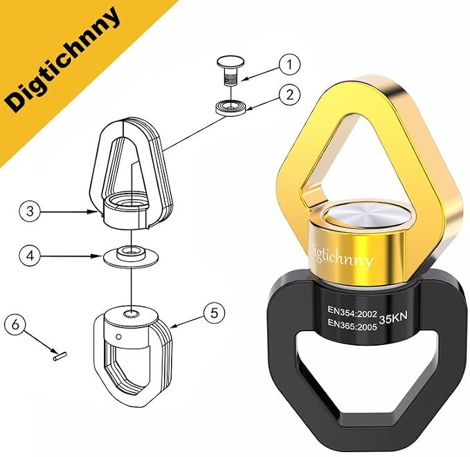 Swing Swivel, 35KN Safety Rotational Device, Swing Spinner for Web Tree Swing, Aerial Dance, Children's Swing, Hanging Hammock Black-Gold