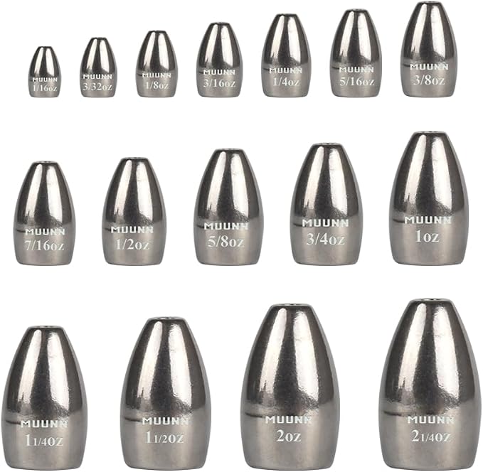 10pcs Tungsten Flipping Weights, More Sensitive Tungsten Fishing Weights Sinker for Bass Fishing, 1/16oz to 2.25 oz