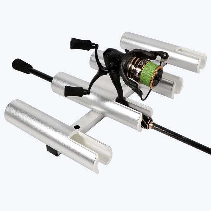 2PCS 4-Tube Aluminum Fishing Rod Holder for Boat, Wall-Mounted Fishing Pole Roof Rod Rack, Surf Fishing Rod Holder for Truck, Boats & Yacht
