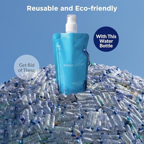 Membrane Solutions Squeezable Water Filtration System, Survival Water Purifier Kit, Portable Backpacking Gear Including Water Filter Straw and 23oz Collapsible Bottle for Hiking Camping Travel(4+6)