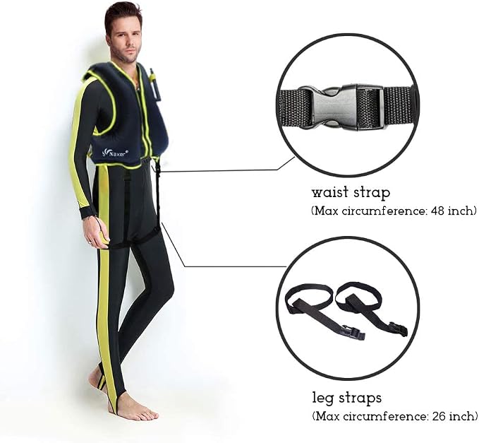 NAXER Inflatable Buoyancy Jackets Snorkel Vests for Adults Kayak Kayaking Snorkeling Suit 90-200 lbs Easy Swimming Boating Paddleboarding Water Sports