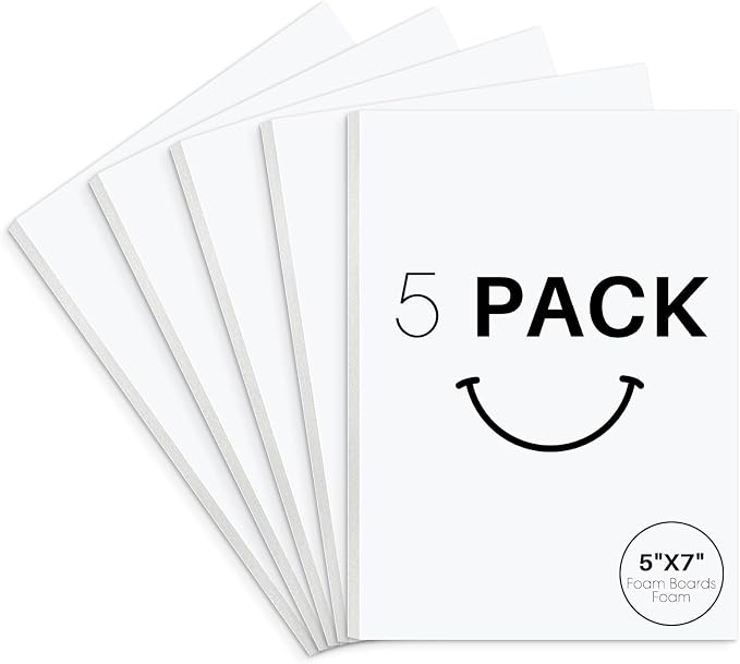 Golden State Art, Acid Free 5 Pack 5x7 White Foam Boards Foam Core Poster Board, 1/8'' Thick Polystyrene Foam Sheet for Projects, Mounting, Crafts, Art and Presentations