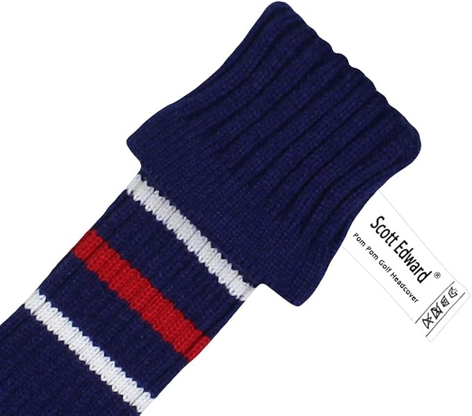 Scott Edward Golf Club Head Covers Set of 4, Acrylic Yarn Double-Layers Knitted, with Rotatable Number Tags