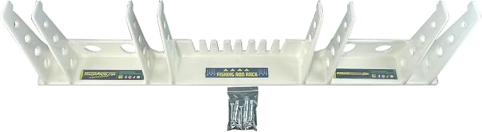 Piranha Vinyl Coated Steel Garage Organizer with Wood Tapping Screws for Hand Tools, Fishing Rods, and Trimmers, White