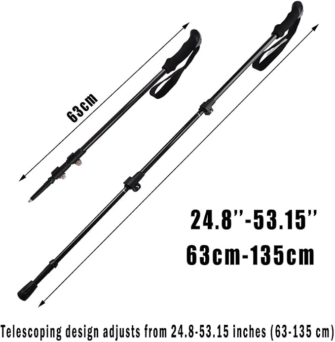 Ultralight 7.6oz 100% Carbon Fiber Trekking Poles, 2-Pack Collapsible Anti-Shock Hiking Poles with Tungsten Carbide Tips & EVA Foam Grip, Compact for Backpacking, Camping, Mountaineering