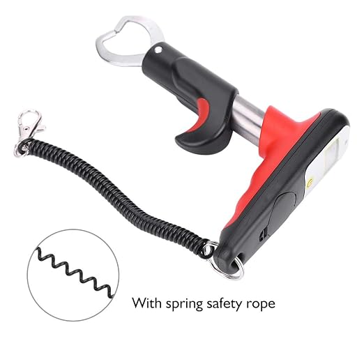 Portable Fishing Grip, Lightweight Digital Scale with Telescopic Stainless Steel Handle for Anglers, Spring Safety Rope Storage Bag for Freshwater Saltwater Travel Fishing
