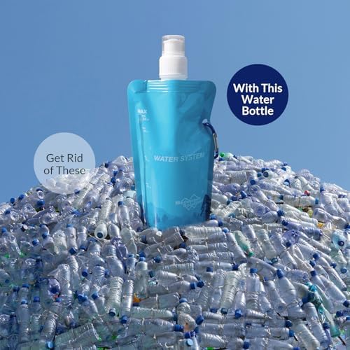 Membrane Solutions S2 Detachable Water Filter Straw (Pack of 5) with 23oz Collapsible Squeezable Water Pouch (Set of 6)