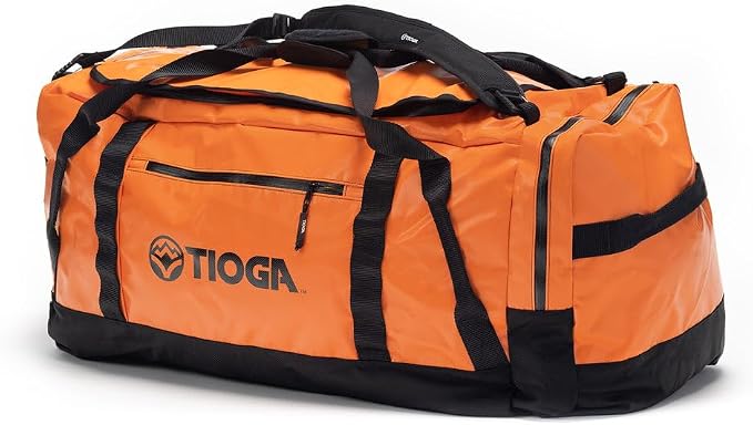 TIOGA Venture Outdoor Duffel Bag with Backpack Straps, Weather Resistant, Rugged Construction, Gear Hauling for Outdoor Adventures, Extra Large / 90L, Orange