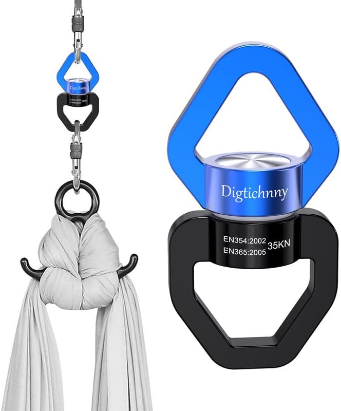 Swing Swivel Heavy Duty,35KN Aluminium Alloy, Swing Spinner for Tree Swing, Aerial Dance, Children’s Swing, Hanging Hammock Outdoor Indoor (Black-Blue)