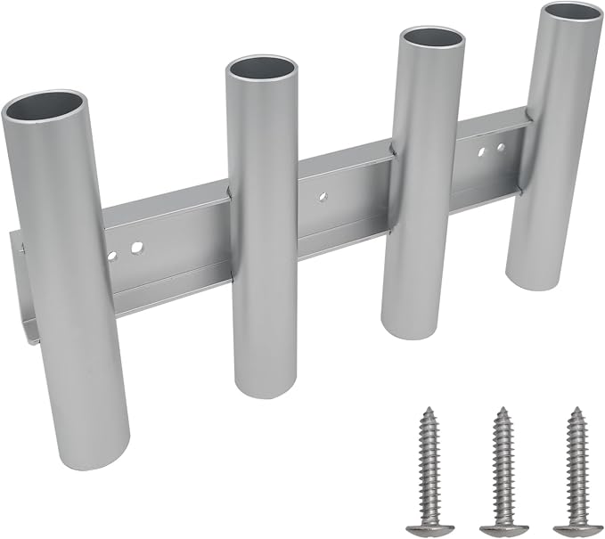 ISURE MARINE Aluminum Fishing Boat Rod Holder, 4 Link Tube Aluminum Rod Rack, Wall-Mounted Fishing Rod Holders,Tubes Linked Fishing Rod Rack for Garage Boats & Yacht
