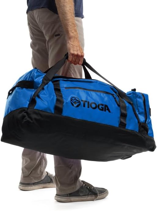 TIOGA Venture Outdoor Duffel Bag with Backpack Straps, Weather Resistant, Rugged Construction, Gear Hauling for Outdoor Adventures, Large / 70L, Blue