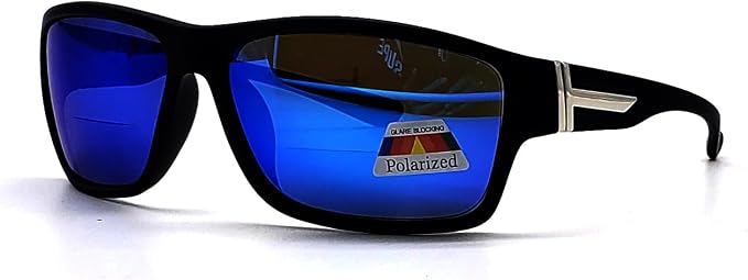 Polarized Bifocal Sunglasses Reading Glasses for Men Women Sports Wrap Silver Mirror Black Fishing Driving