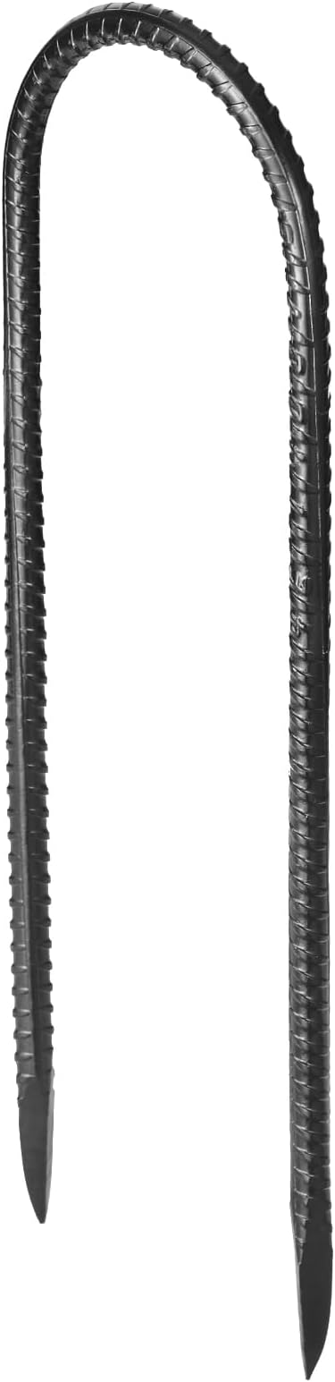 VEVOR Rebar Stakes, 12-Inch, Heavy-Duty 0.32 in Diameter U Shape, Galvanized Steel Ground Anchors with Chisel Point End & Rust-Resistant Coating, for Gardening Support, Fence, Camping Tents (8-Pack)