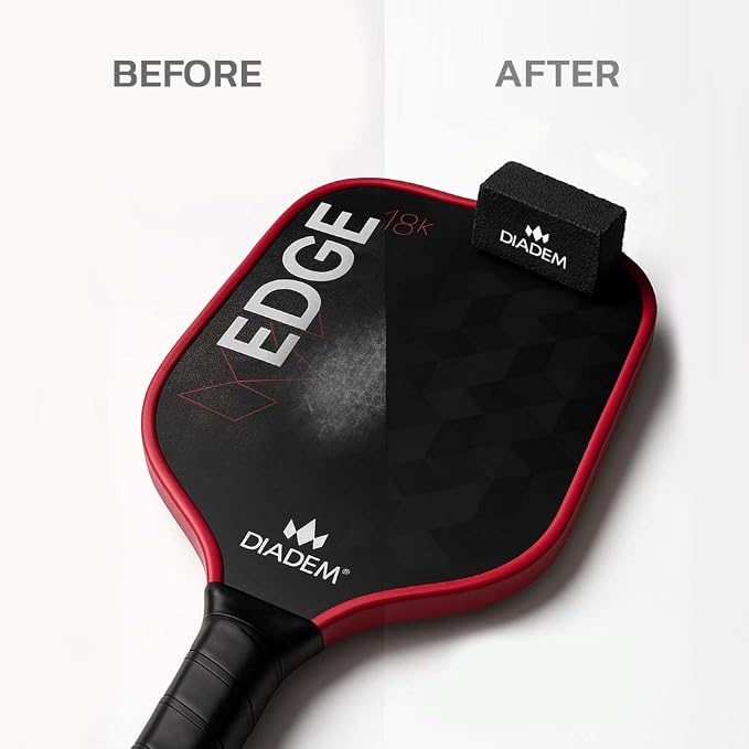 Diadem Paddle Cleaner Eraser | Rubber Pickleball Paddle Cleaner for Raw Carbon & 18K Surfaces, Removes Ball Residue, Evens Minor Scratches | Compact Grip-Sized Design for All Brands
