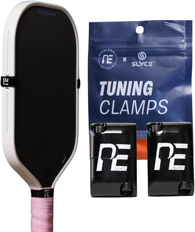 Pickleball Effect Tuning Clamps Powered by SLYCE SLYDRS | Reusable Adjustable Paddle Weights for 16mm Pickleball Paddles | 6061 Aircraft-Grade Aluminum Pair with Installation Tool