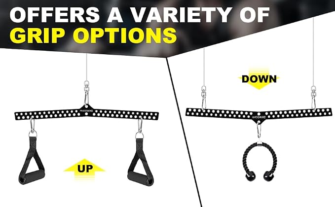Multi-Grip LAT Pull Down Bar for Home Gym Fitness, Spreader Plate LAT Pulldown Attachments for Pulley System Cable Machine, Double to Single Cable Attachment Exercise Handle