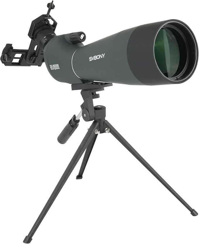 SVBONY SV28 20-60x80 New Version Spotting Scope for Target Shooting, Long Range Spotter Scope with Phone Adapter and Tripod, HD Scope for Bird Watching, Wildlife Observation