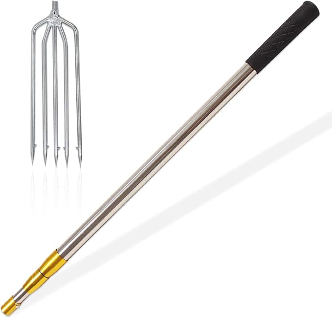 Dutiplus Telescopic Fish Gaff with 1~5 Teeth Assorted harpoons Barbed, Sea and Ice Fishing Spear Gig for Hunting Fish Frog Mole