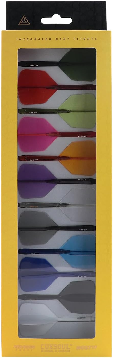 CUESOUL ROST 77 Integrated Dart Shaft and Flight Big Wing/Standard Shape Colour Collection Pack of 12 pcs