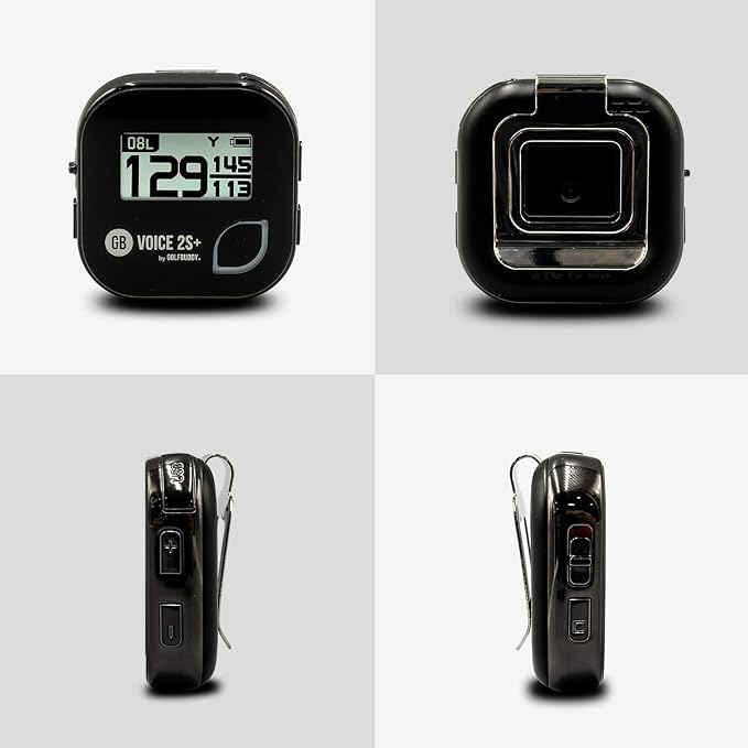 GOLFBUDDY Voice 2S+ Talking GPS Rangefinder, Clip on Hat Golf Navigation, Slope Mode on/Off, 18 Hours Battery Life, Shot Distance Measurement, Preloaded with 40,000 Courses Worldwide (Black)
