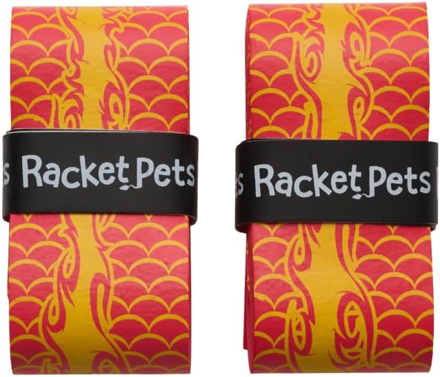 Racket Pets Kids Tennis Racket Dampener & Matching Overgrip Tape, Dragon & Shark