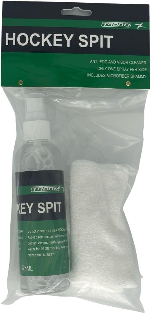 TronX Spit Anti-Fog Mask Defogger Hockey Helmet Visor/Shield Spray with Chamois, Goggles, Masks - 4.25 oz