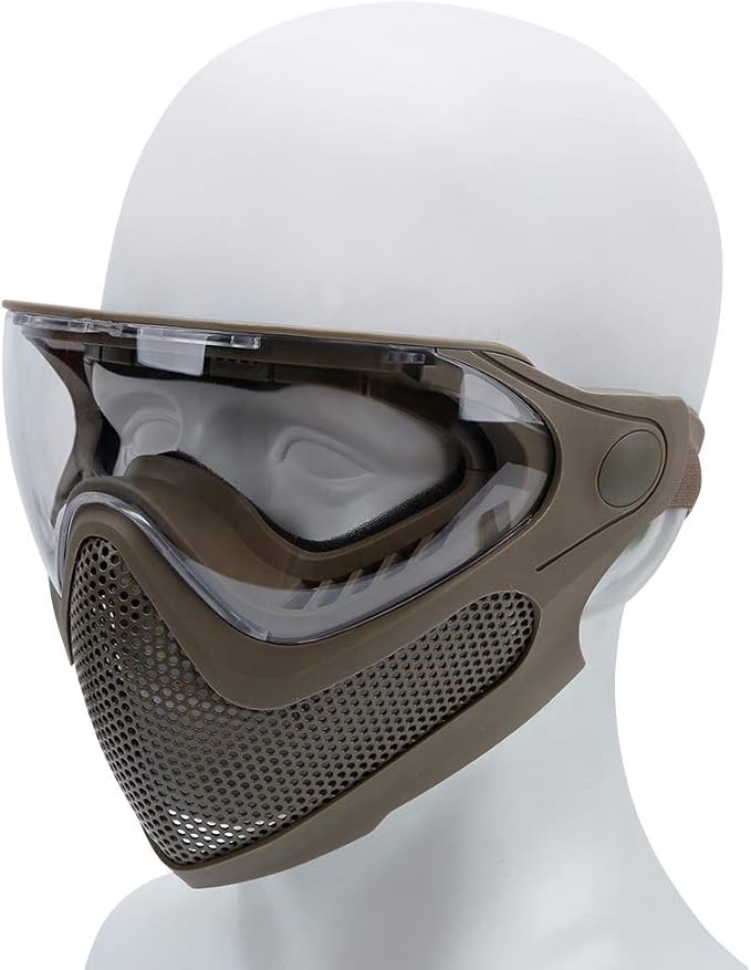 ATAIRSOFT 2 Modes Airsoft Mask Full Face Tactical Safety Protective Mask Anti-Fog Goggles Set with 3 Interchangable Lens