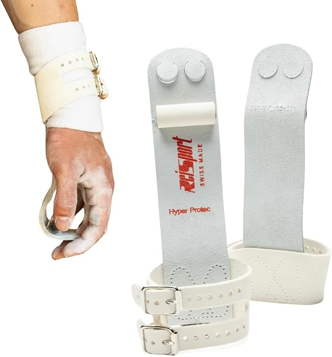 Reisport Protec Ring Gymnastics Grips for Men - Triple Strength Leather Hand Grips for Gymnastics Rings - Gymnastics Equipment & Accessories for Advanced Gymnasts