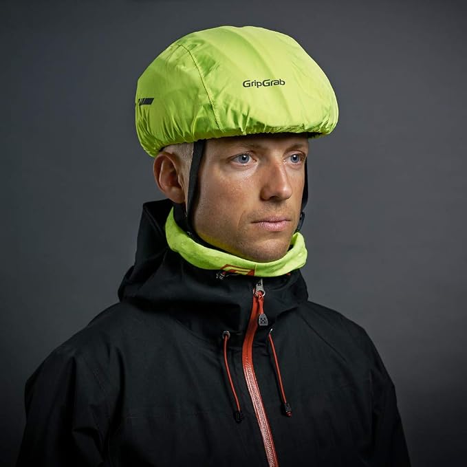 GripGrab Bicycle Helmet Cover Waterproof High Visibility Reflective Cycling Rain Cover Rainproof Windproof Adjustable
