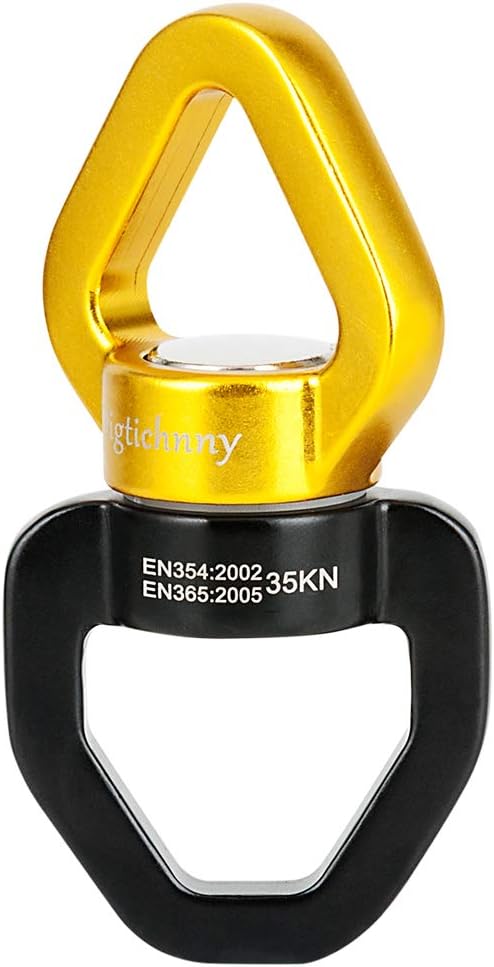 Swing Swivel, 35KN Safety Rotational Device, Swing Spinner for Web Tree Swing, Aerial Dance, Children's Swing, Hanging Hammock Black-Gold
