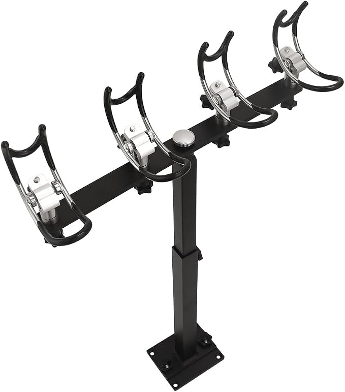 360 Degree Rotation & Adjustable Height PVC Coated Aluminum Fishing Rod Holder with Mounting Plate for Boat Yachts and More